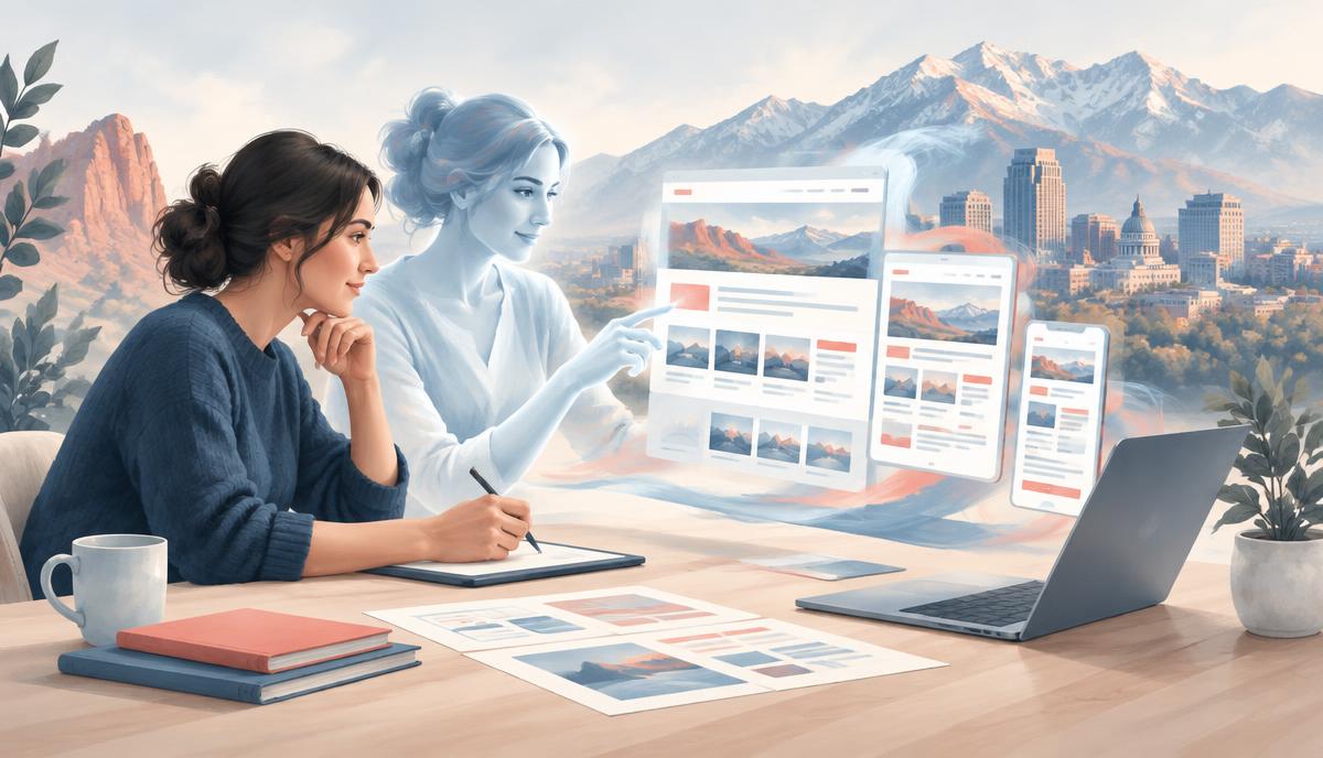 Utah web designer using AI tools to create a modern business website