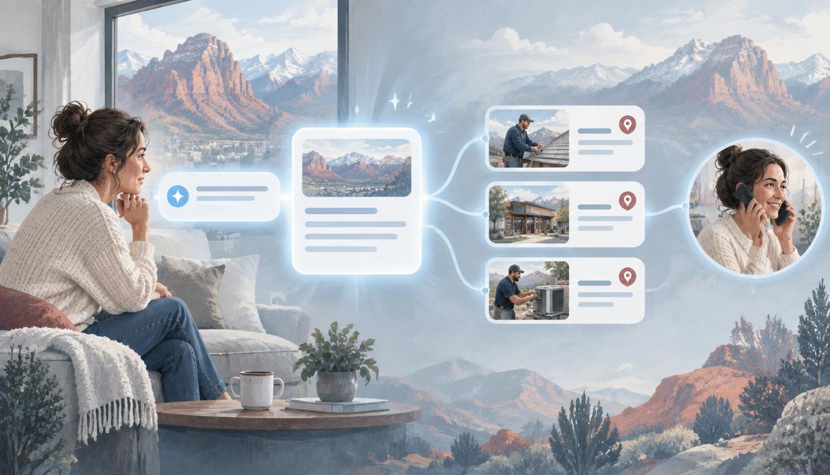 Local buyer journey moving from AI search answers to Utah businesses
