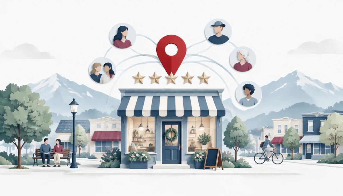 Popular Utah storefront surrounded by customer reviews and local search signals