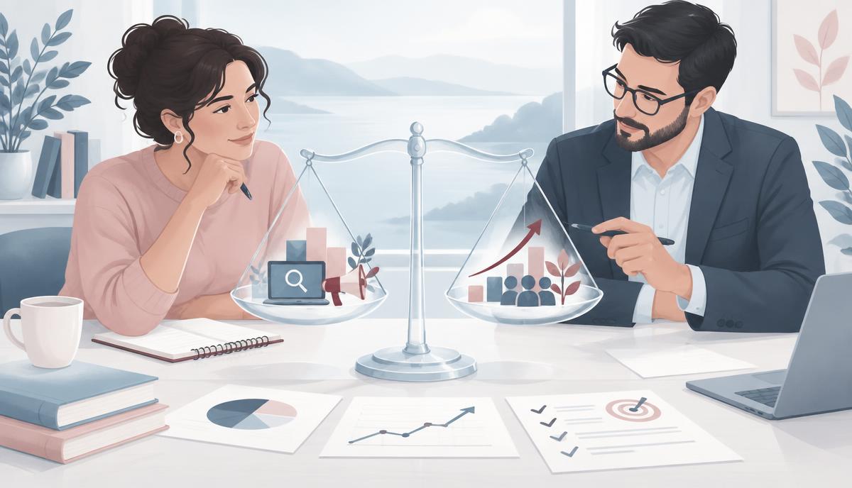 Business owner and strategist balancing marketing investment with sustainable growth