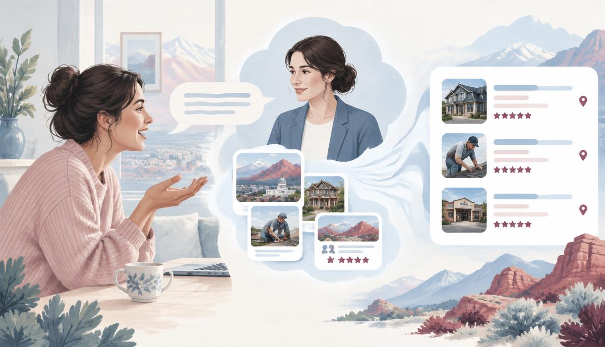 Utah customer comparing local businesses across AI-generated search answers
