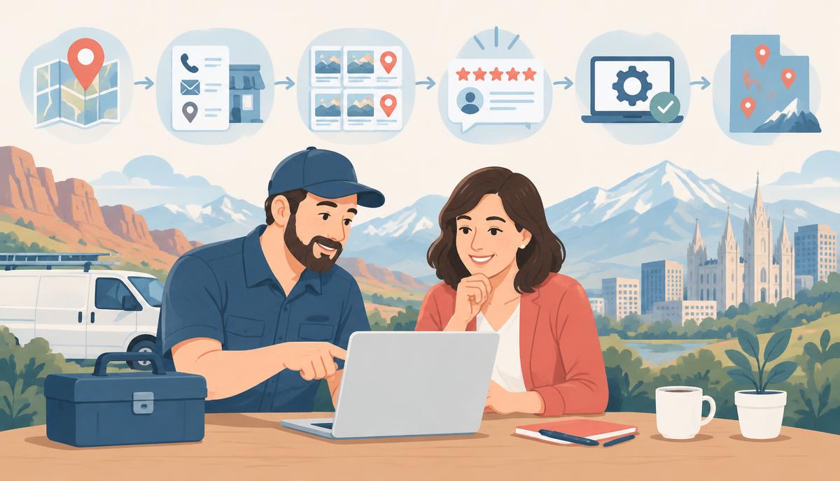 Utah service professionals reviewing local search listings and performance