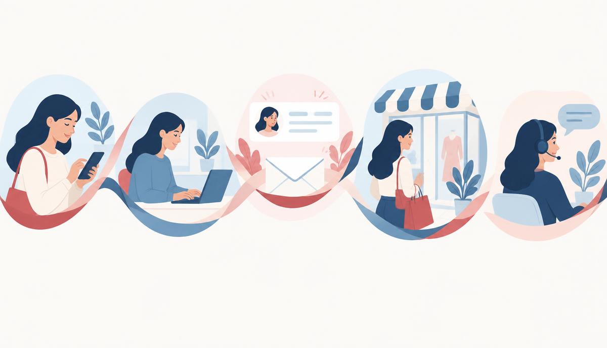 Customer journey continuing smoothly across phone, laptop and storefront