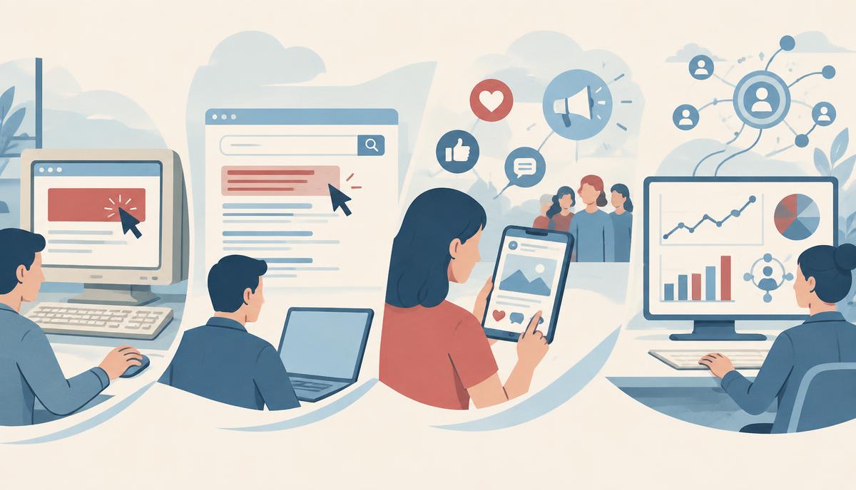 Digital advertising evolving from early banner ads to modern measured campaigns