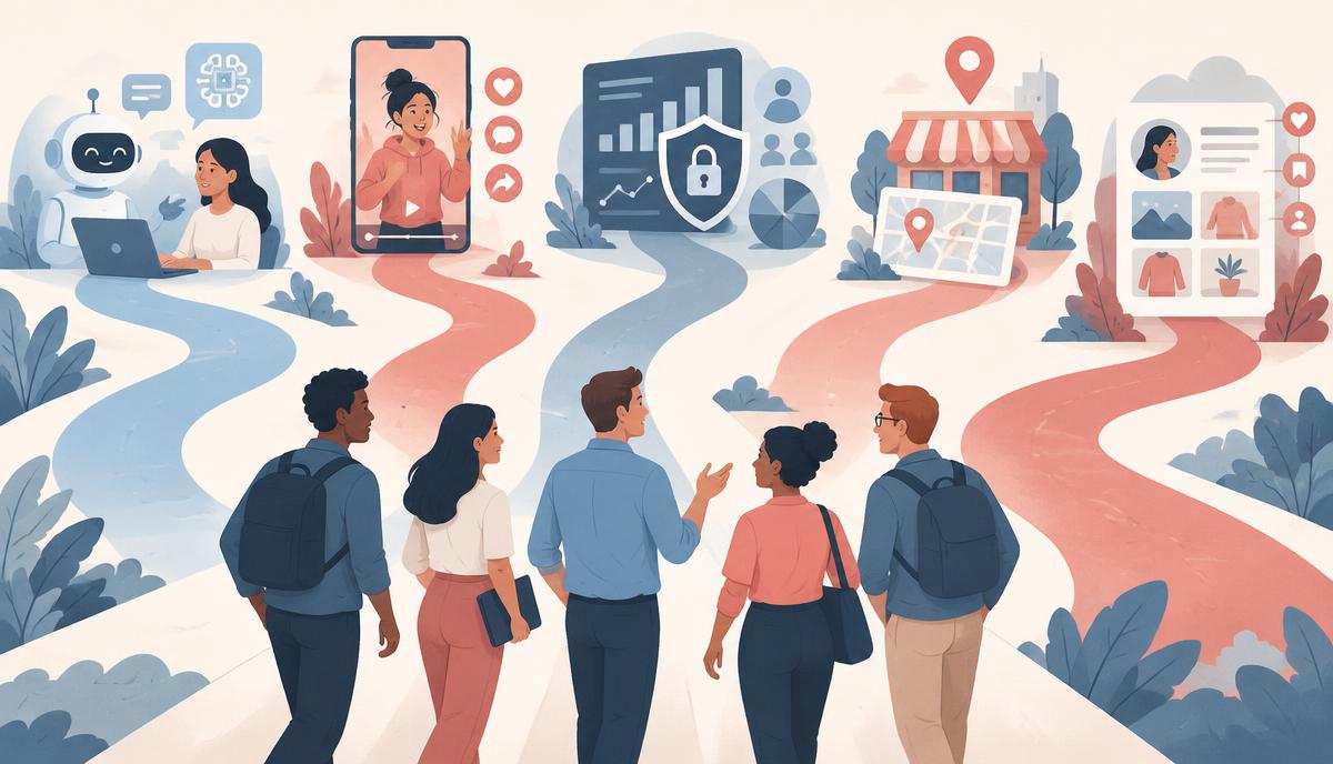 Marketing team navigating AI, video, privacy, local search and personalization trends