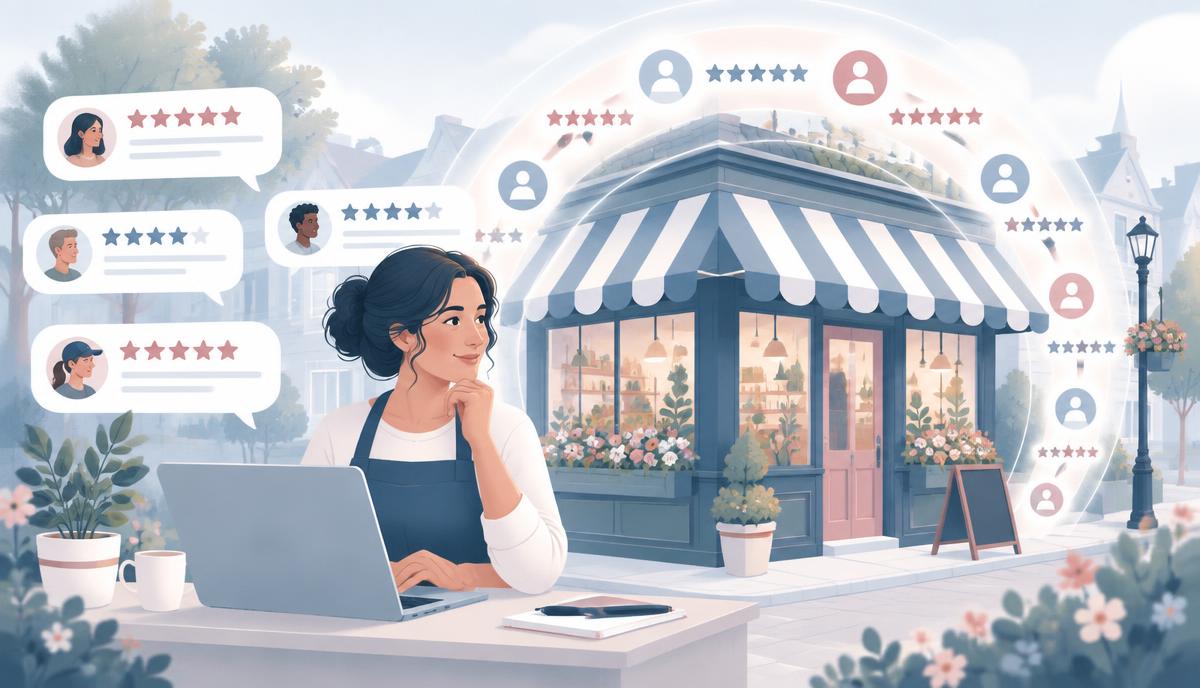Local business owner managing customer feedback and online reputation