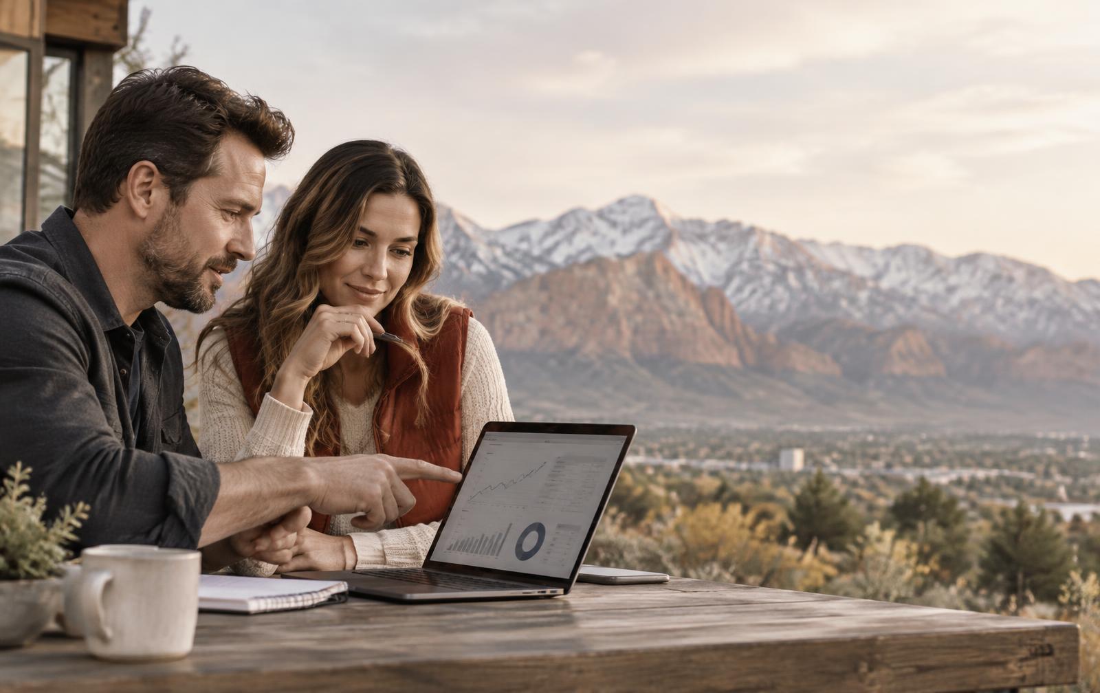 Local business owner reviewing AI & Automation, Utah search performance with a Utah SEO strategist