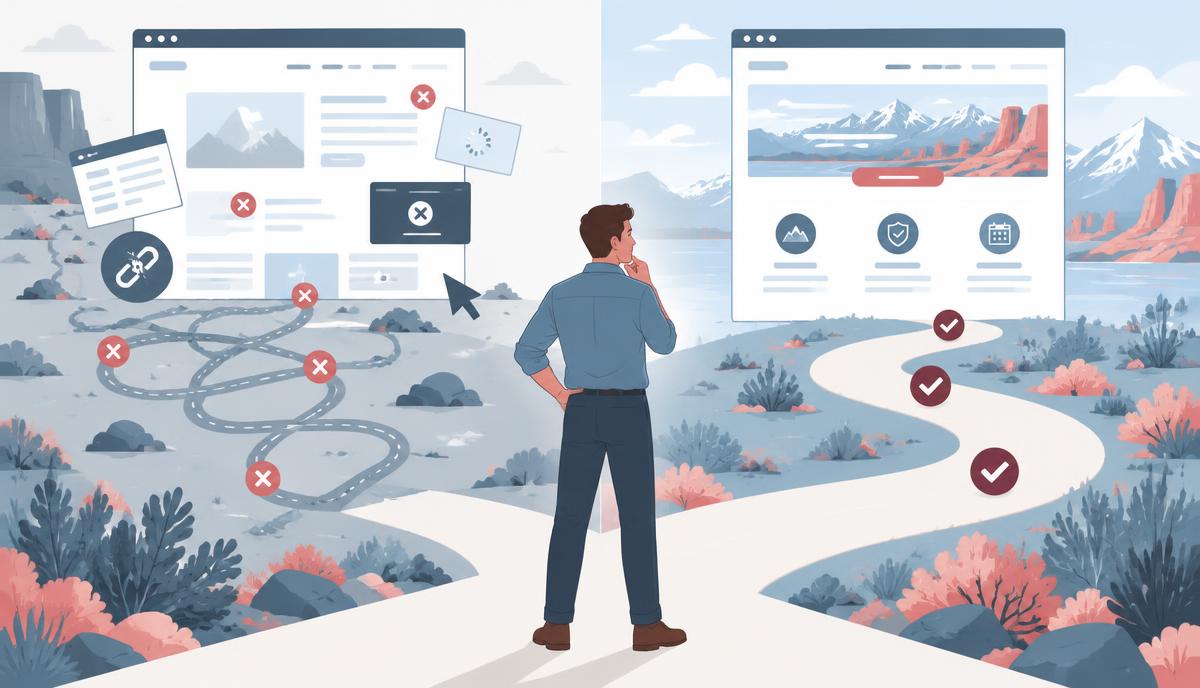 Web designer identifying navigation, mobile and conversion problems on a Utah website