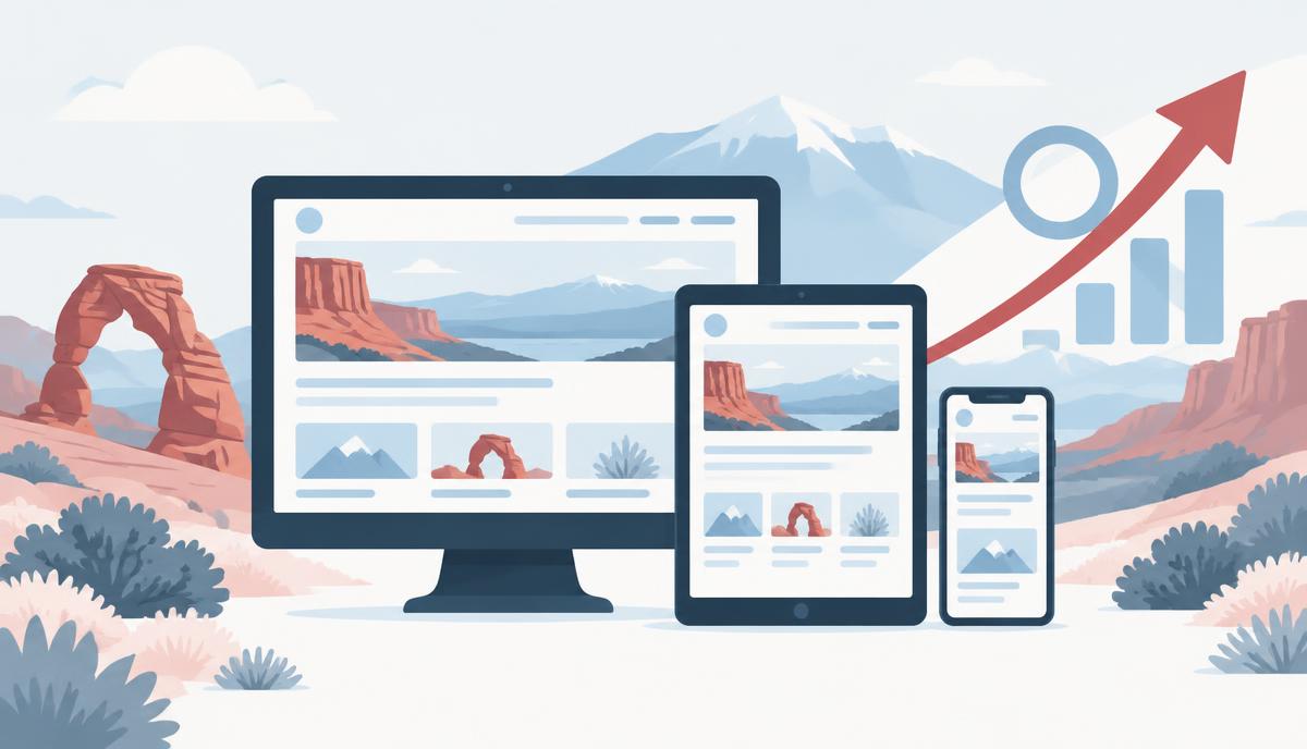 Responsive business website displayed consistently across desktop, tablet and phone