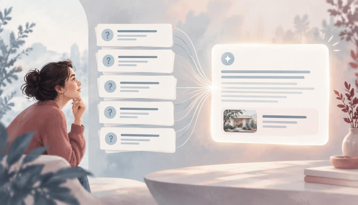 Website FAQ content connecting customer questions with AI search answers