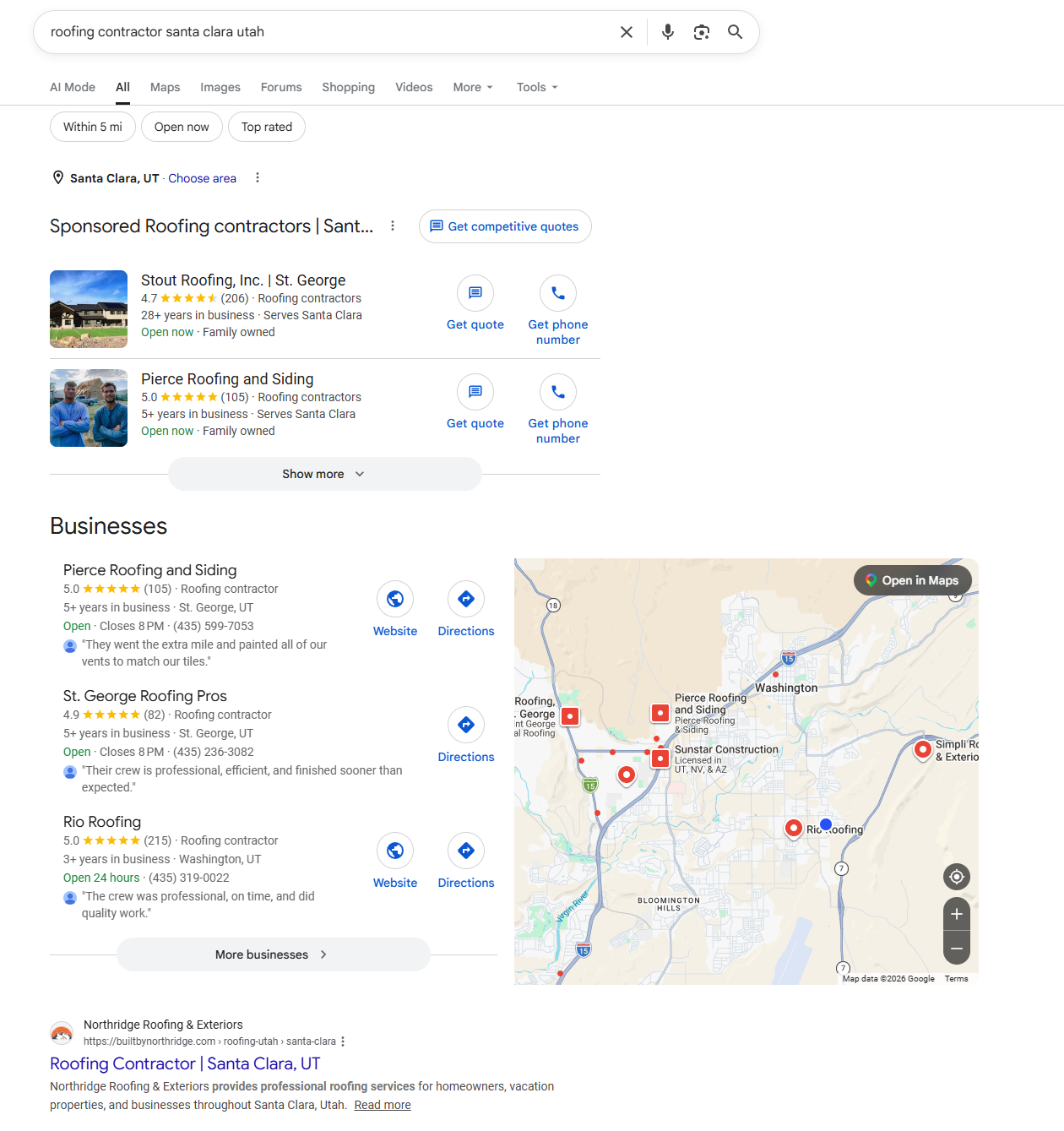 Northridge Roofing Case Study SE Rankings screenshot