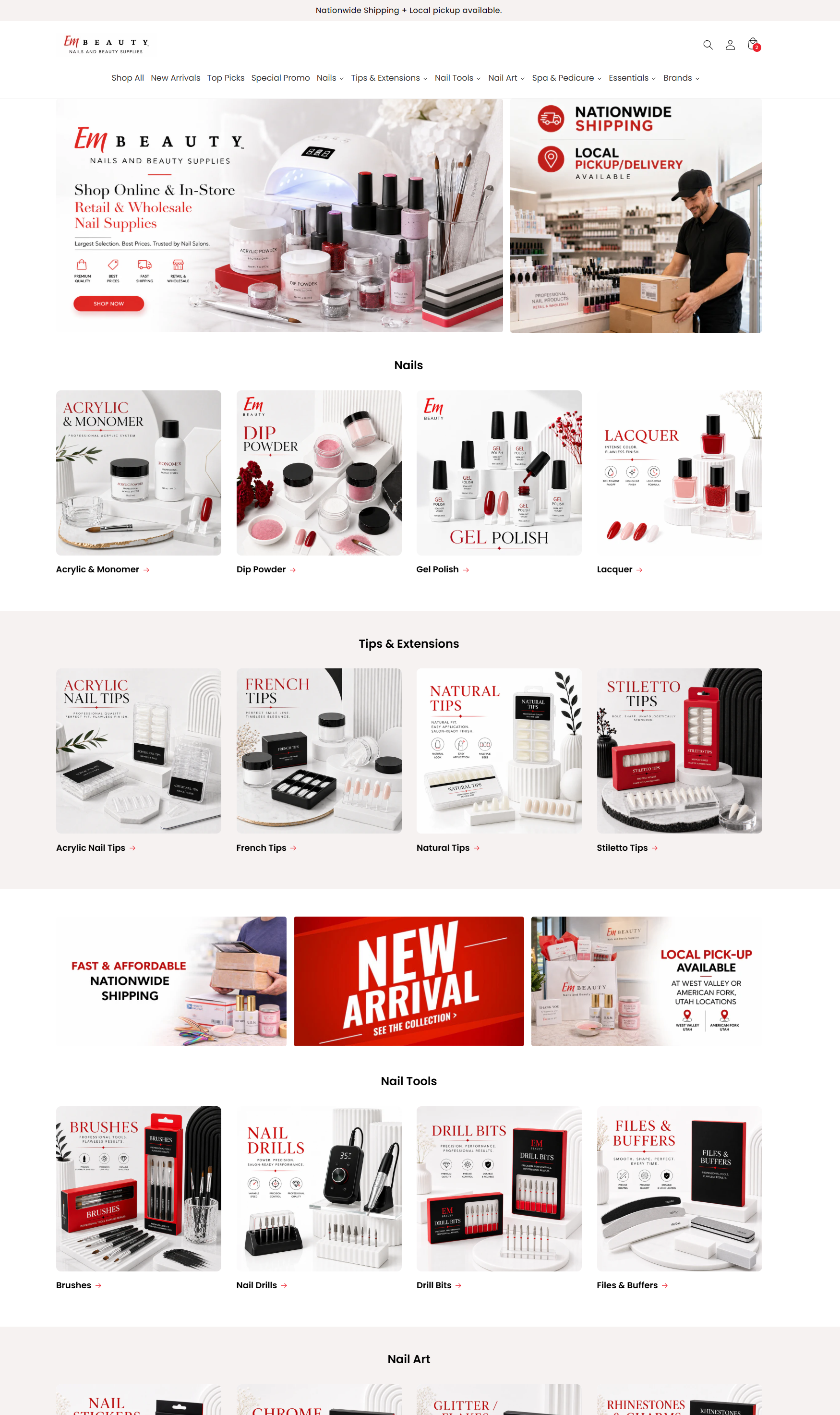 shopify web design project Utah Em Beauty Nail